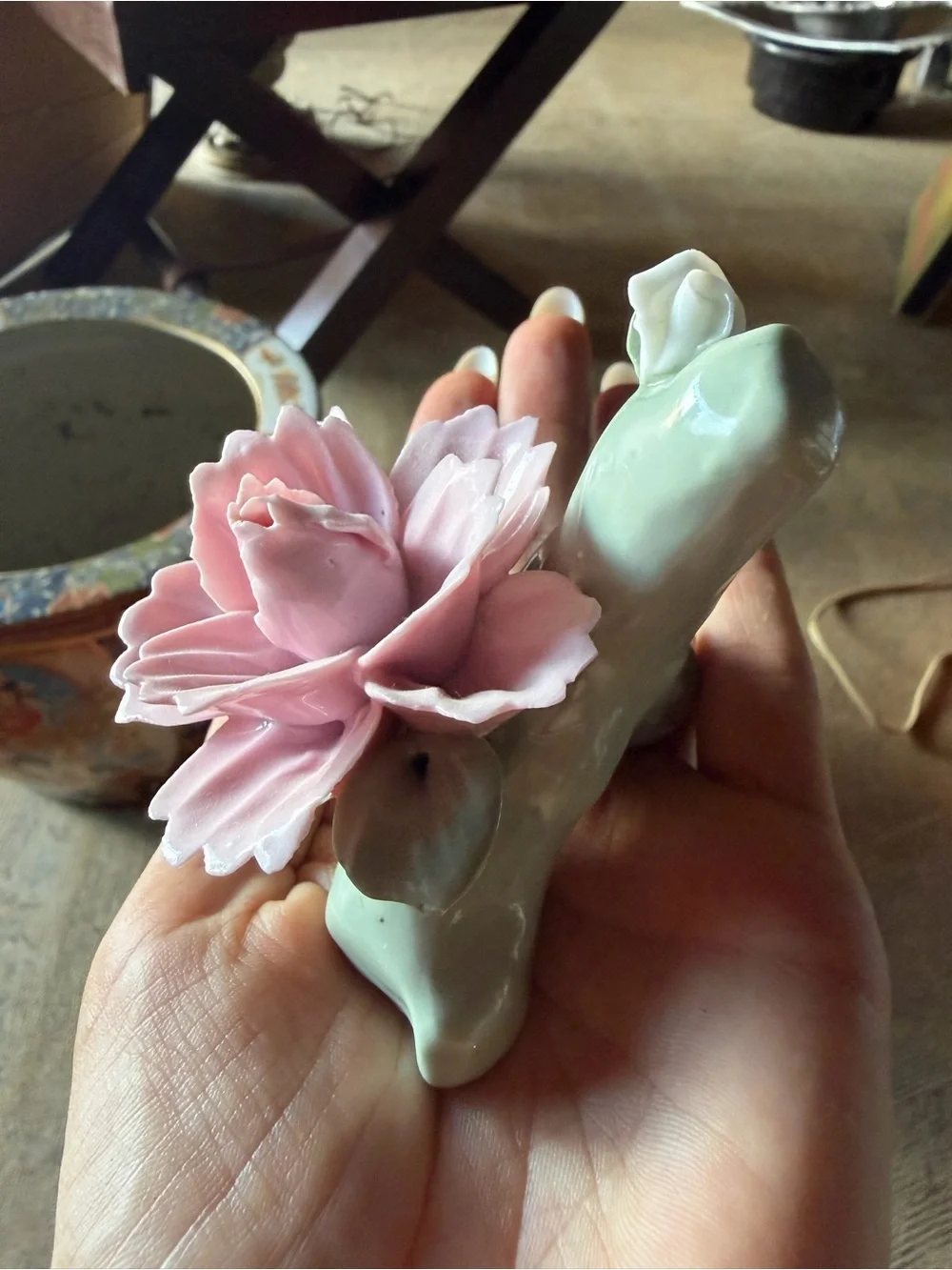 Pink Porcelain Floral Accent Figurine - Home Accents